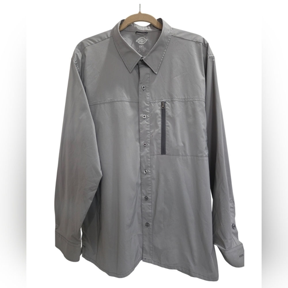 Dickies Mens Long Sleeve Grey Cooling Performance Shirt, Size 2xl